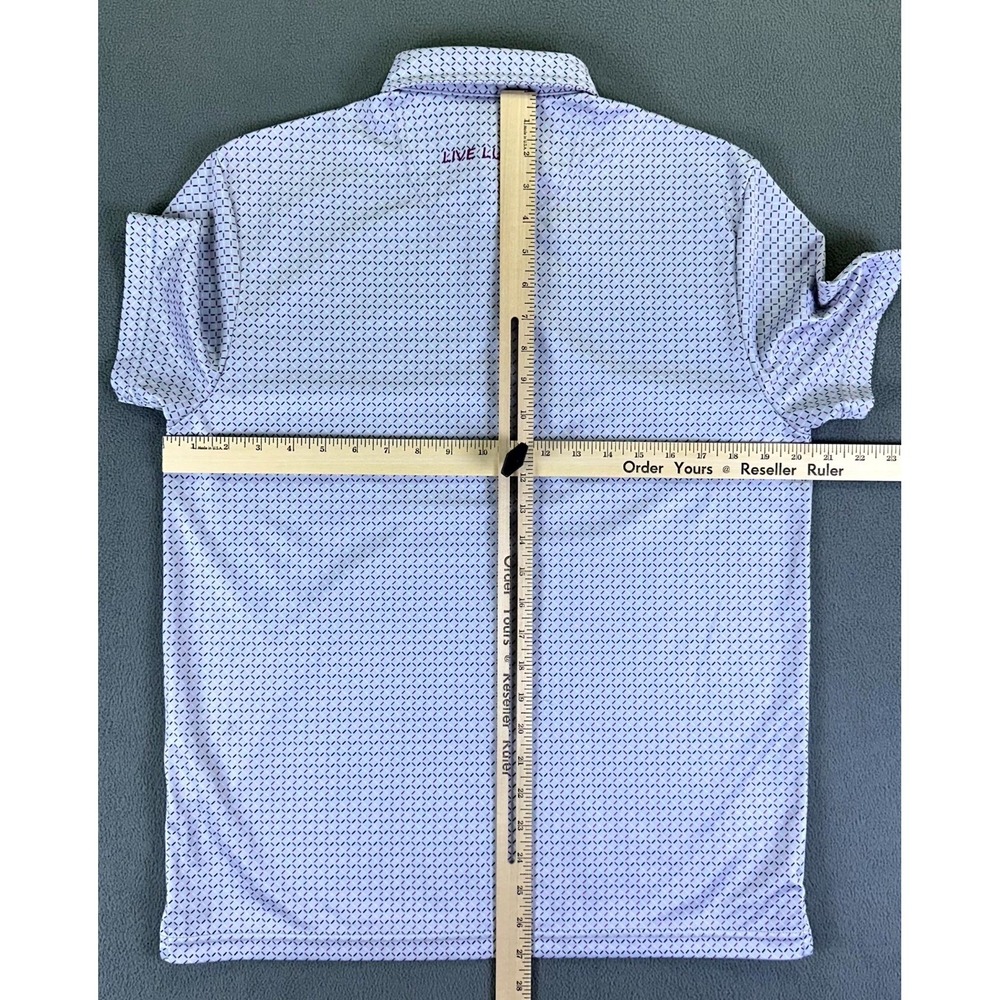 Black Clover Polo Shirt Mens Small Grey Geometric Live Lucky Performance Golf - Picture 5 of 6